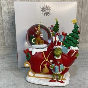 Dr. Seuss's Grinch Stole Christmas Grinch Max and Sleigh Snow Globe With Sound